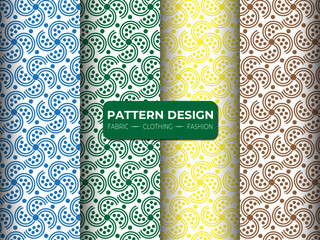 Geometric floral set of seamless patterns. white vector backgrounds. Simple illustrations