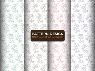 Geometric floral set of seamless patterns. white vector backgrounds. Simple illustrations