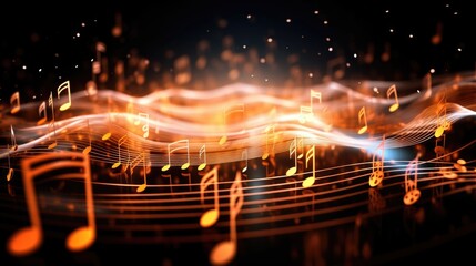 Musical notes on black background, perfect for music-related projects