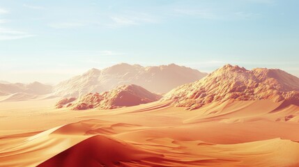 A serene desert scene with majestic mountains in the distance. Suitable for travel and nature concepts