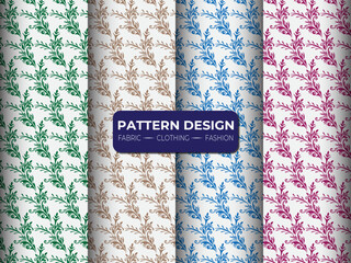 Geometric floral set of seamless patterns. white vector backgrounds. Simple illustrations