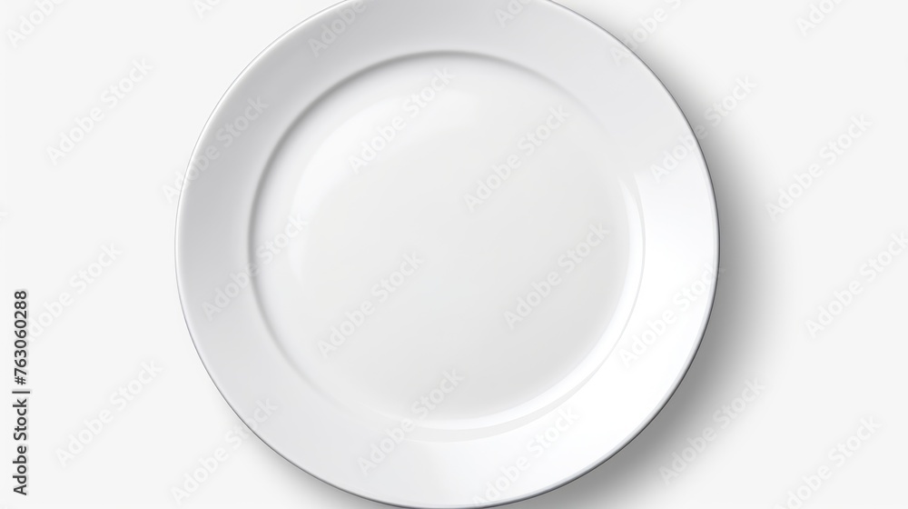 Poster Simple white plate on a white background, versatile for various design projects