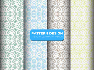 Geometric floral set of seamless patterns. white vector backgrounds. Simple illustrations
