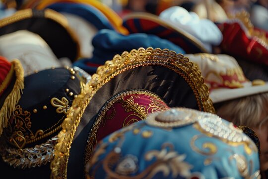 A group of people in fancy hats, suitable for event concepts