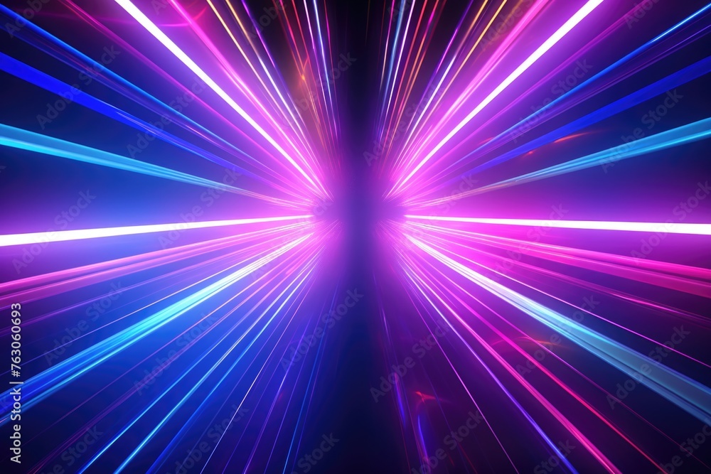 Poster A vibrant and dynamic long exposure photo capturing a colorful light burst. Perfect for adding a pop of color to any design project