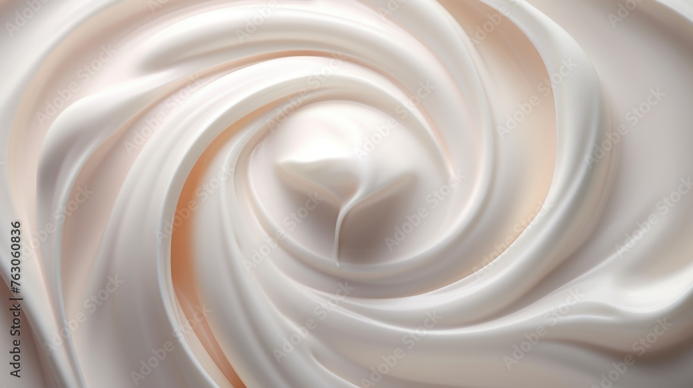 Poster close-up view of a swirl of cream. perfect for food and dessert concepts