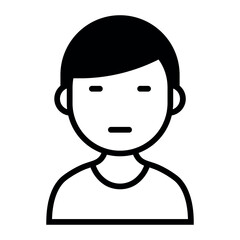 black vector male character icon white background