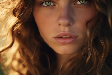 Fototapeta premium Close-up shot of a woman with long hair, perfect for beauty and lifestyle concepts