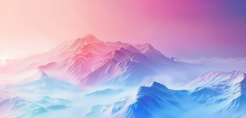 Soft pastel gradient mountains bathed in sunrise hues.