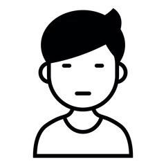 black vector male character icon white background