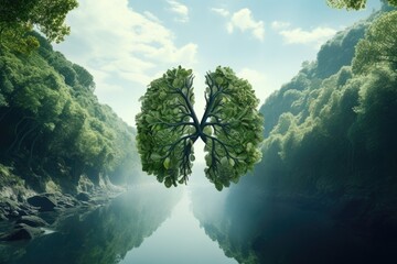 Unique tree formation resembling human lungs, suitable for medical and nature concepts