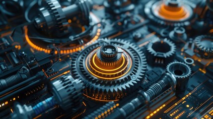 Fototapeta premium Detailed close up of a bunch of gears. Perfect for industrial concepts