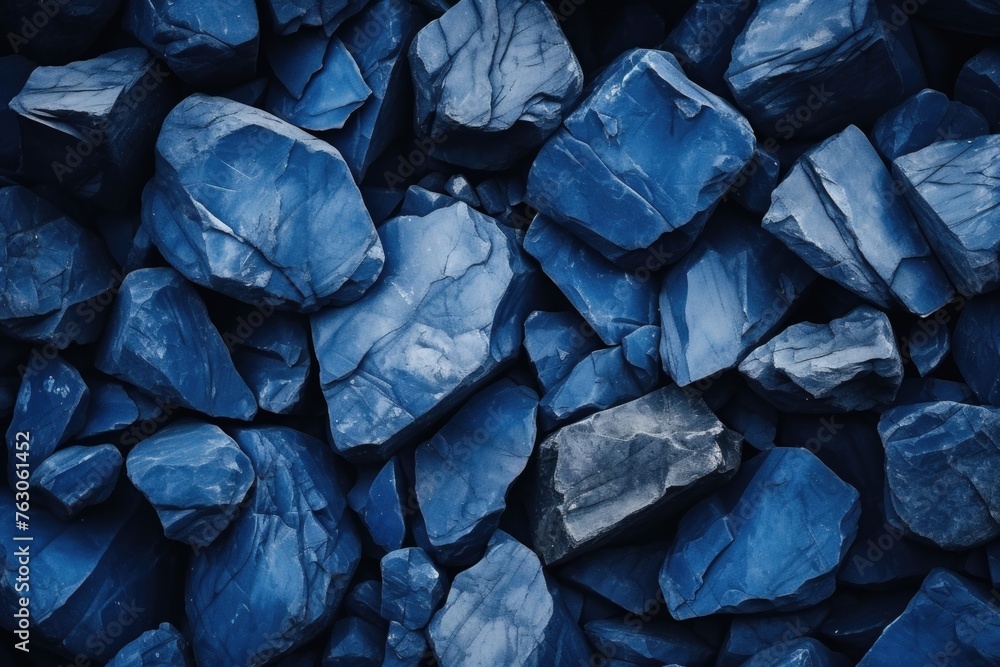 Poster close up of a pile of blue rocks, suitable for various design projects