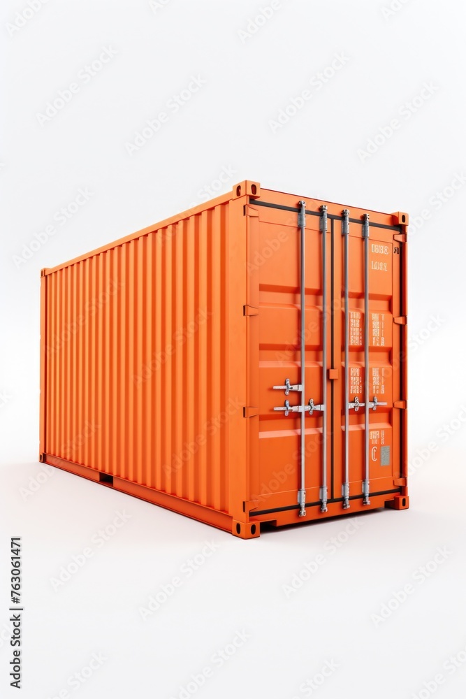 Poster a large orange container on a white surface, suitable for various uses