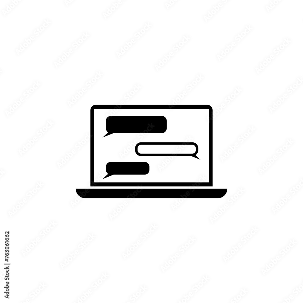 Poster laptop with messenger application flat vector icon. simple solid symbol isolated on white background