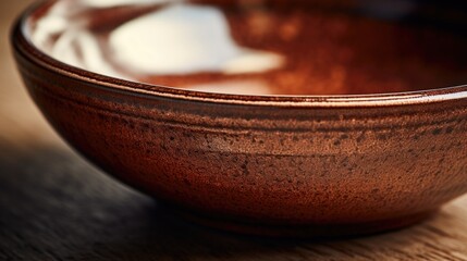 Simple brown bowl on wooden surface, versatile for kitchen or food concepts
