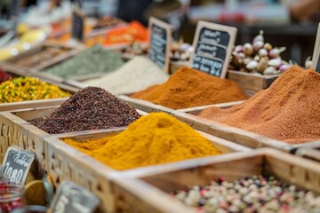 A wide selection of spices on the market