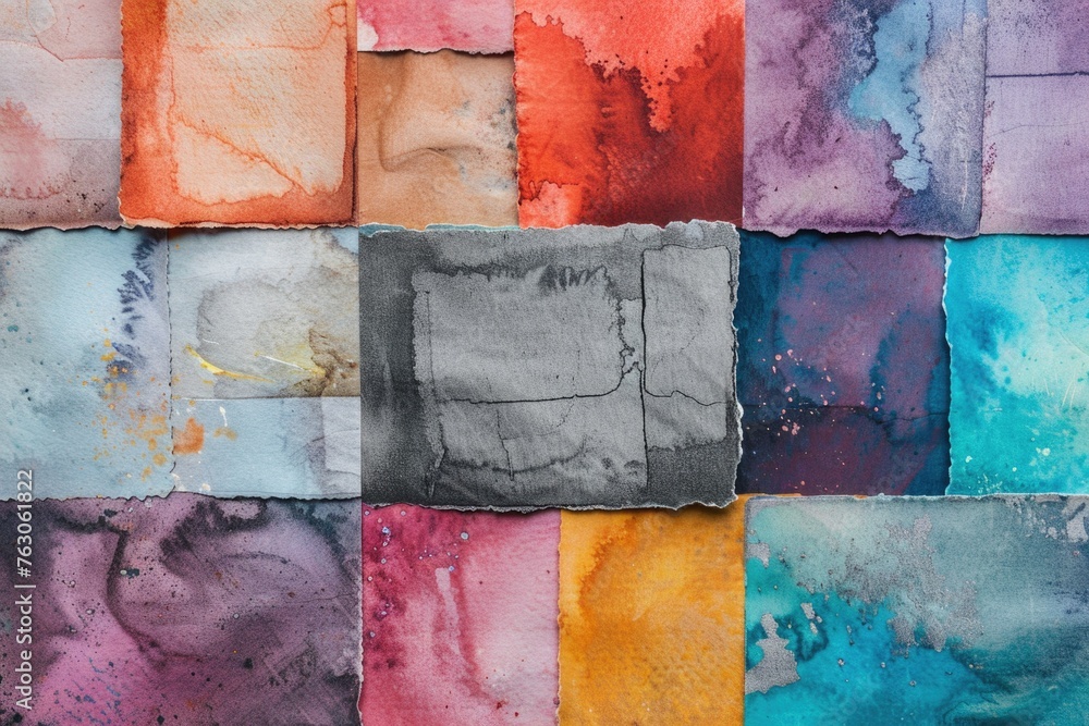 Poster close up of a bunch of different colored papers. ideal for design projects