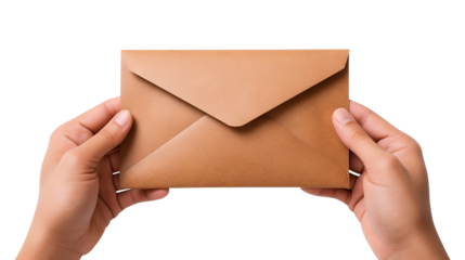Hand holding envelope isolated on transparent background Remove png, Clipping Path, pen tool