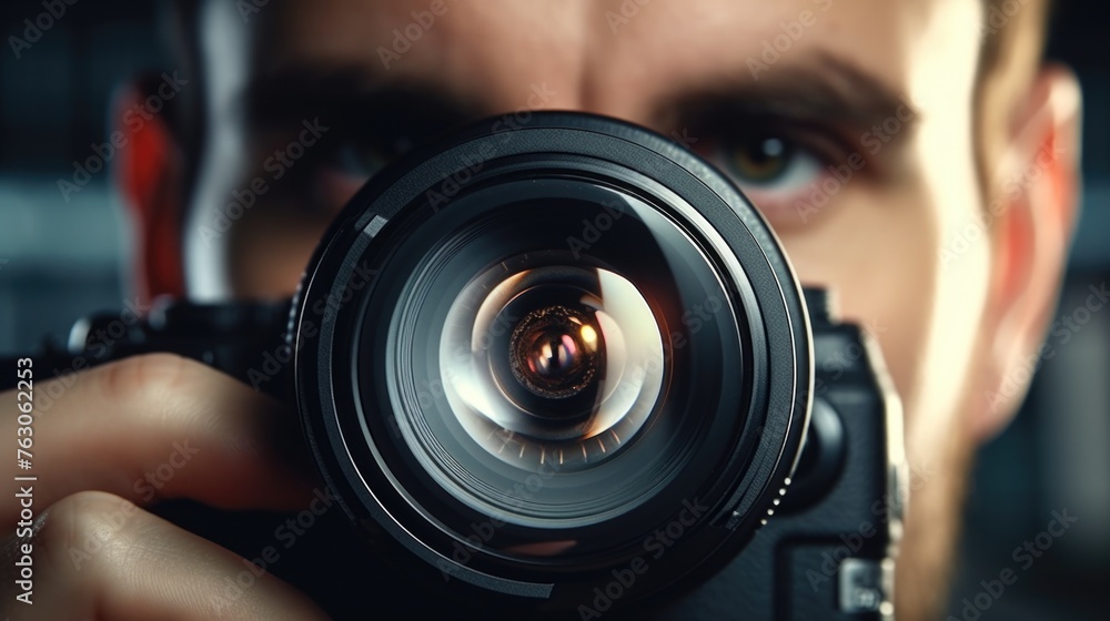 Poster a man capturing a moment with his camera. ideal for photography concepts