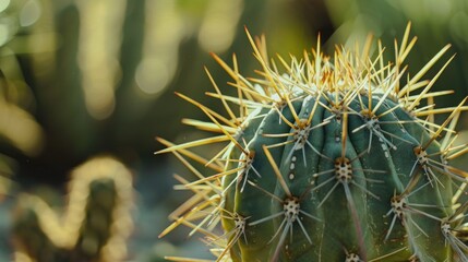 Close up of a cactus plant with many spikes, perfect for botanical designs