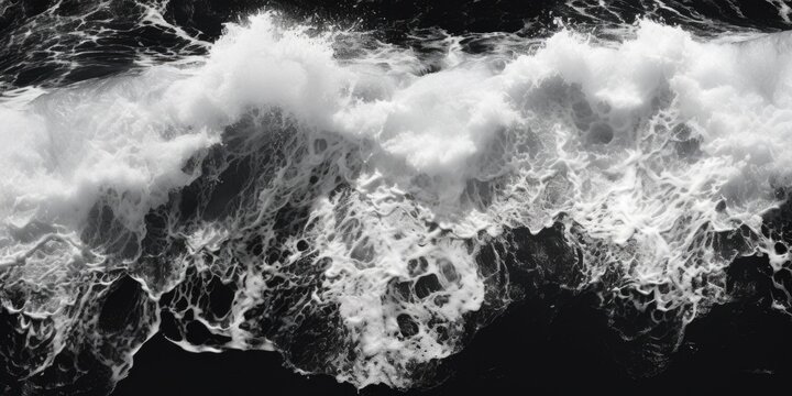 A serene black and white image of the ocean waves. Suitable for various design projects