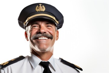 A man in a pilot's uniform smiling for the camera. Suitable for aviation industry promotions