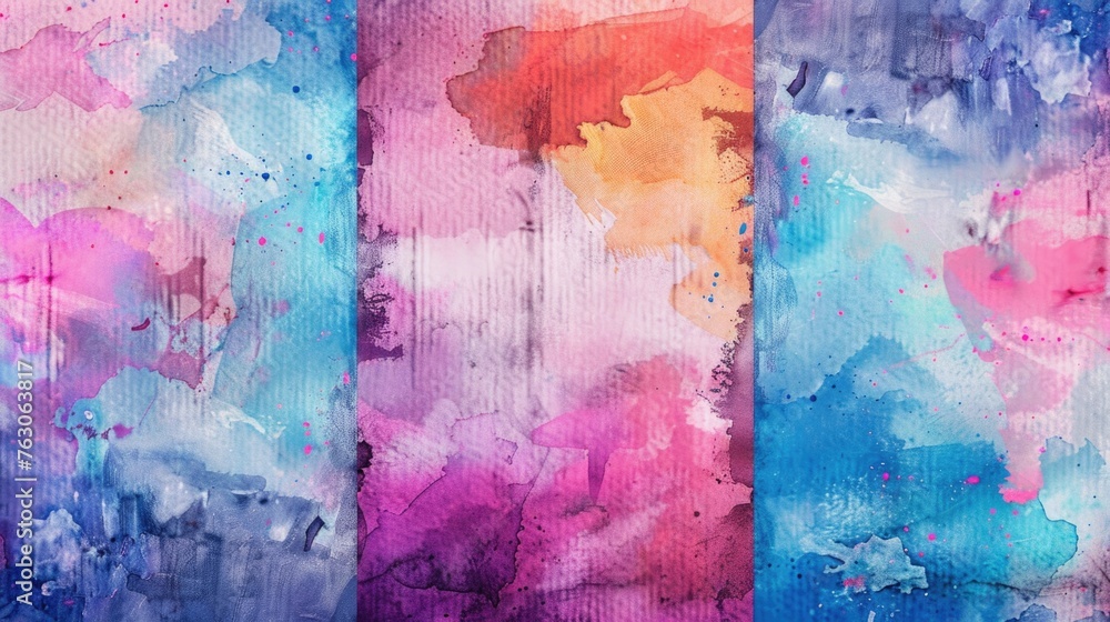 Poster Four different colors of paint on a canvas, versatile for various projects