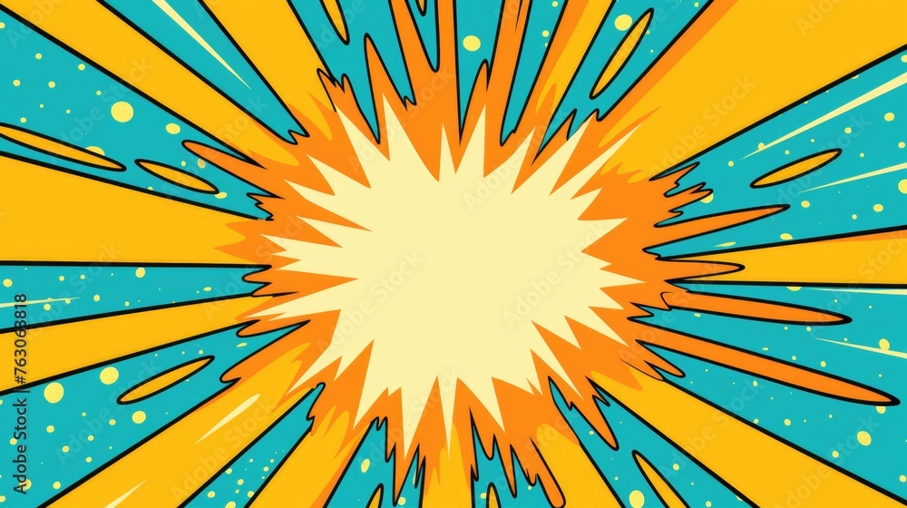 Poster Colorful and dynamic pop art comic style explosion background. Perfect for adding a fun and energetic touch to your designs
