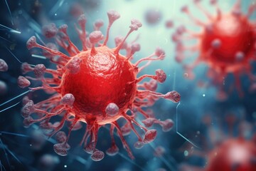 Detailed image of a red corona cell, suitable for scientific and medical presentations