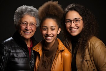 Fototapeta premium Age and international portrait of women in the studio.