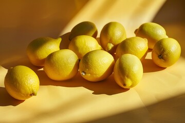Group of small and large lemons on gradient background with shadow