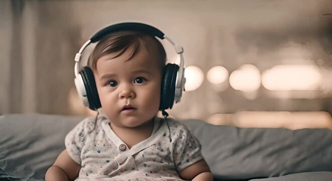 Baby with music helmet.