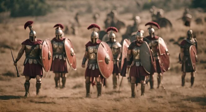 Roman soldiers in combat.
