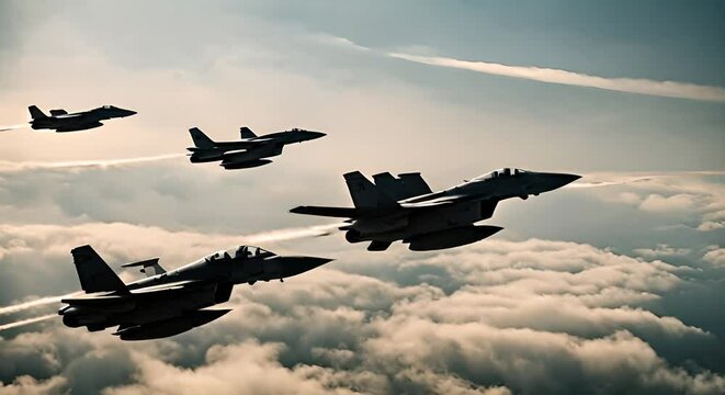 Fighter flying in the sky.