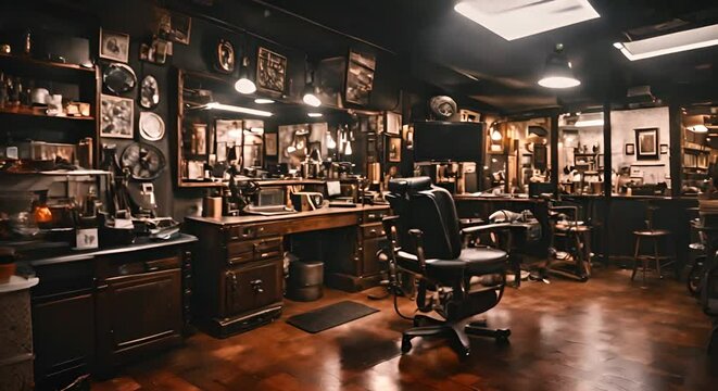 Interior of a tattoo studio.