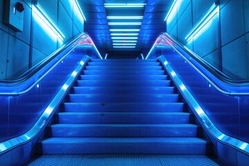 Obraz premium Exit and entrance staircase in public station professional photography