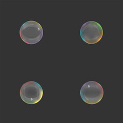 1.1.1.soap bubbles in rainbow colors on a black background.
