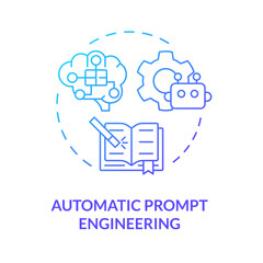 Automatic prompt engineering blue gradient concept icon. Prompt optimization. Algorithm and heuristics. Round shape line illustration. Abstract idea. Graphic design. Easy to use in article