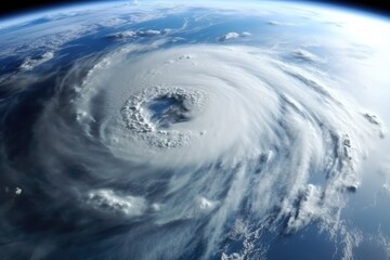 An impressive satellite view of a massive hurricane over the Earth, illustrating the power of nature.
