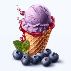 Blueberry ice cream with blueberry 