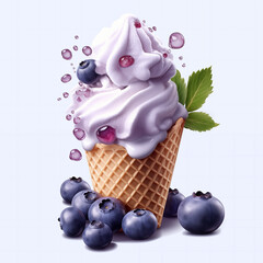 Blueberry ice cream with blueberry 