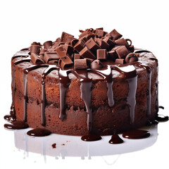 chocolate cake isolated on white background