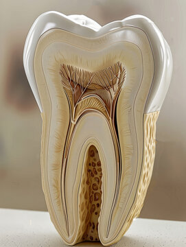 Educational Model Of A Tooth Cross-section, Dental Anatomy Demonstration.