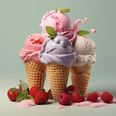 ice cream cone with strawberry