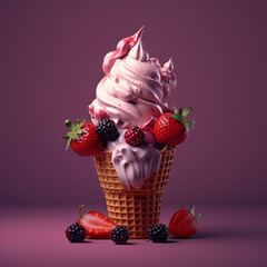 ice cream with berries