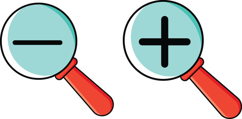 Obraz premium Zoom In and Zoom Out Icons. Simple zoom in, zoom out, magnifier glass icons, symbols. Vector illustration. Magnifying Glass Icon, magnifying glass, search icon, magnifying glass icon vector.