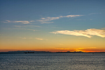 Photograph taken in the Gulf of Taranto in Puglia during a splendid sunset. Photograph taken...