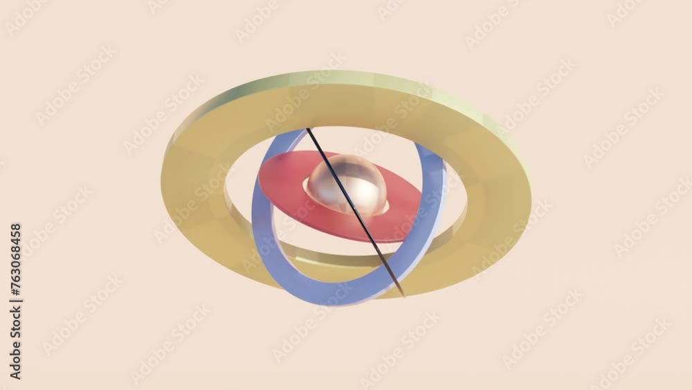 Aufkleber dynamic sphere with moving discs and rings of various sizes: modern render