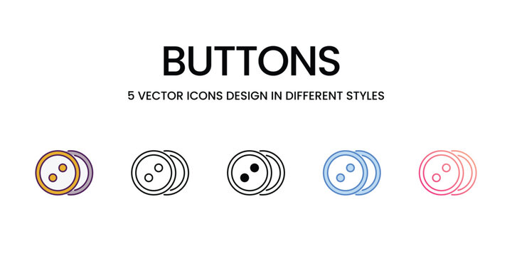 Buttons  icons set in different style vector stock illustration